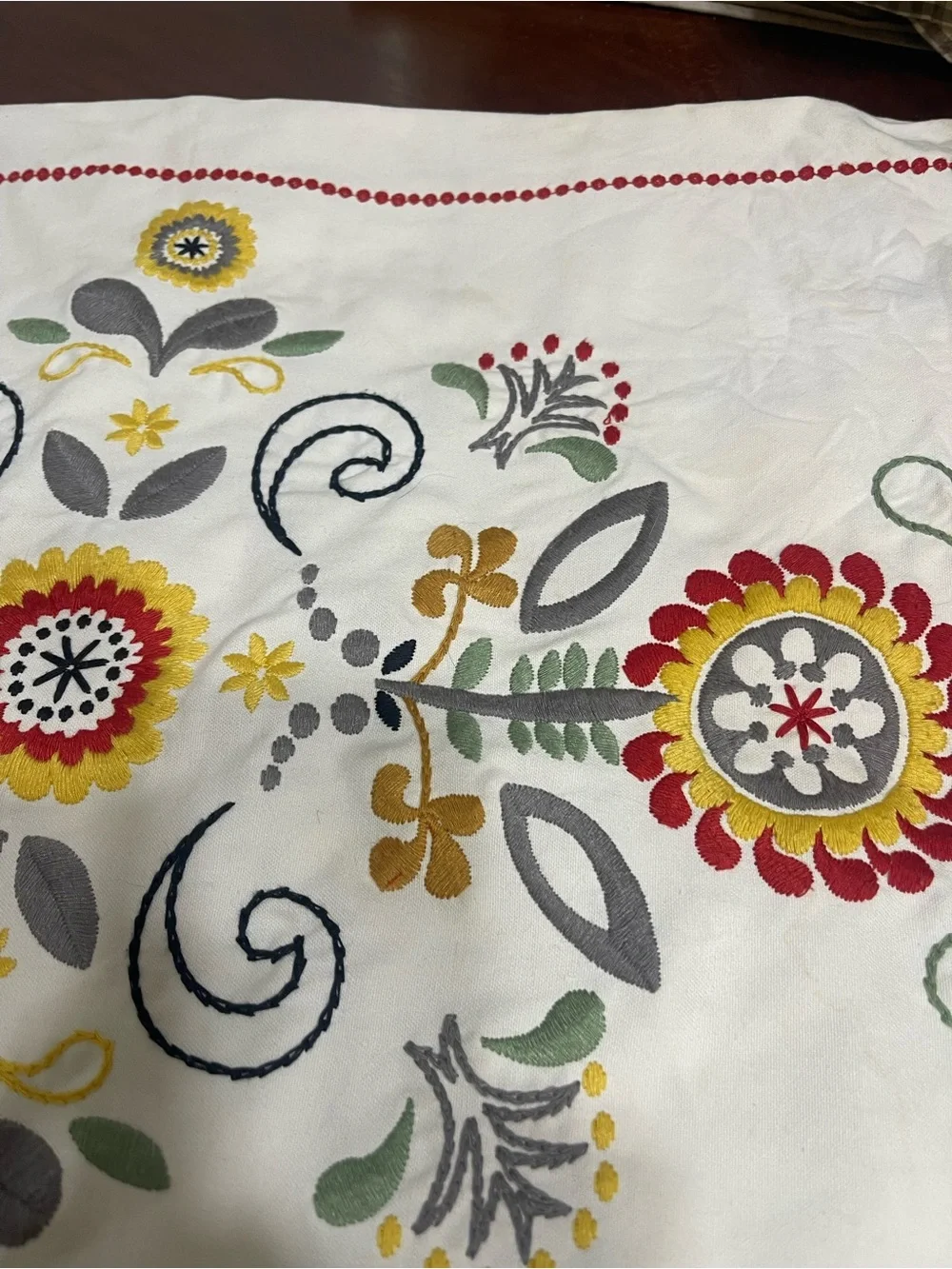 Embroidered Flowers Ikea Accent Pillow sham